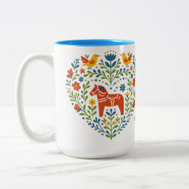 Café Em Dois Tons Caneca de padrão de coração de cavalo Dala de arte
