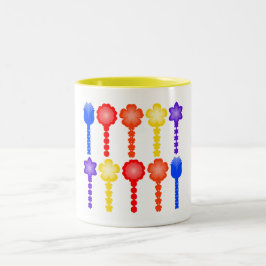 Café Em Dois Tons Caneca de Padrão de Flor Abstrata Vibrante