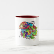 Caneca De Pássaro Colorido À Mão - Ar Calmante Ins