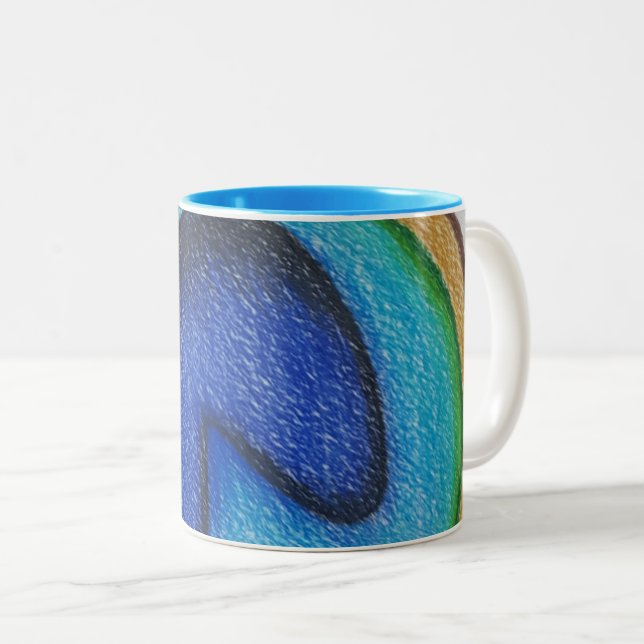 Café Em Dois Tons Caneca de pavão (Frente Esquerda)