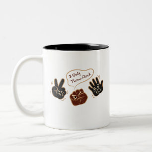 Café Em Dois Tons Caneca de Pedra Engraçada Pedra Papel Tesoura