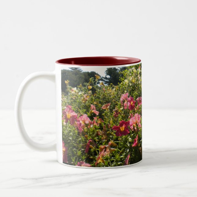 Café Em Dois Tons Caneca de Petúnias Rosa Bonito (Esquerda)