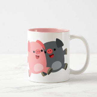 Café Em Dois Tons Caneca de porco branca, preta e branca