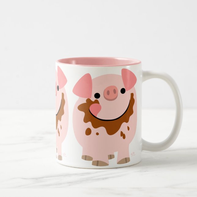 Café Em Dois Tons Caneca de Porco de Desenho Animado de Chocolate Fo (Direita)