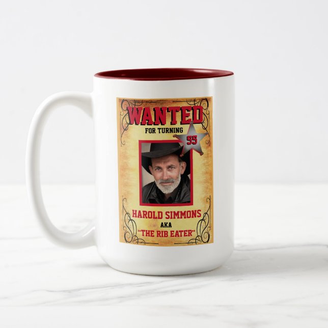 Café Em Dois Tons Caneca de Poster de Procurado Western (Esquerda)