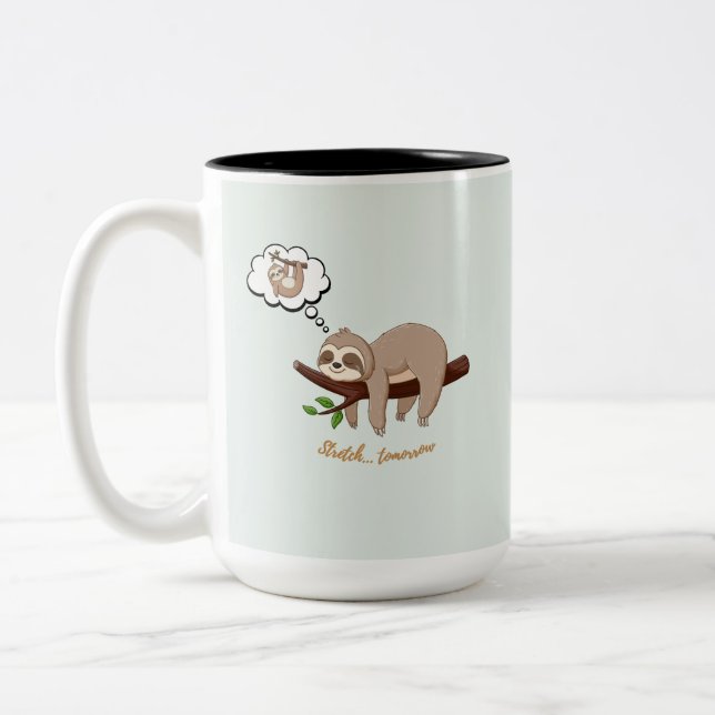 Café Em Dois Tons Caneca de Preguiça – Presente Divertido para Dias  (Esquerda)