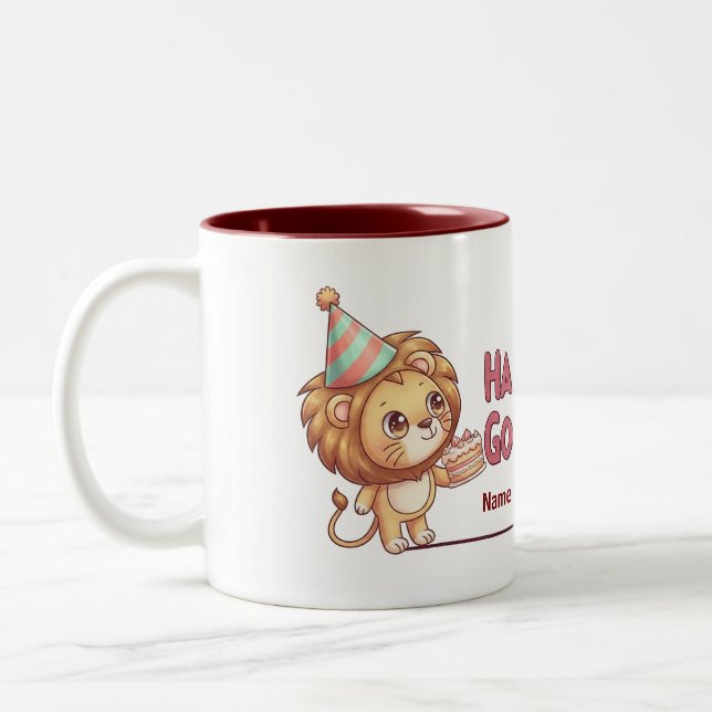 Café Em Dois Tons Caneca de Presente de Aniversário de Meninos Leão  (Esquerda)