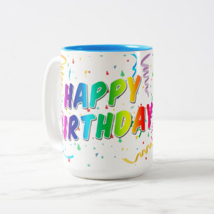 Café Em Dois Tons Caneca de Presente de Aniversário – Desi Colorido