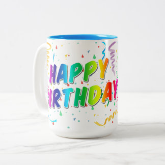 Café Em Dois Tons Caneca de Presente de Aniversário – Desi Colorido