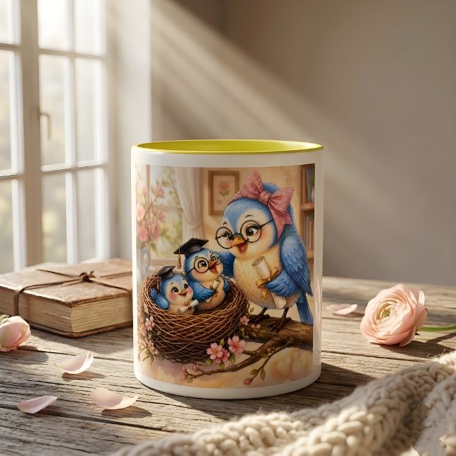 Café Em Dois Tons Caneca de Presente de Formatura Cozy Nest (Criador carregado)