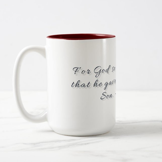 Café Em Dois Tons Caneca de Presente João 3:16 (Esquerda)