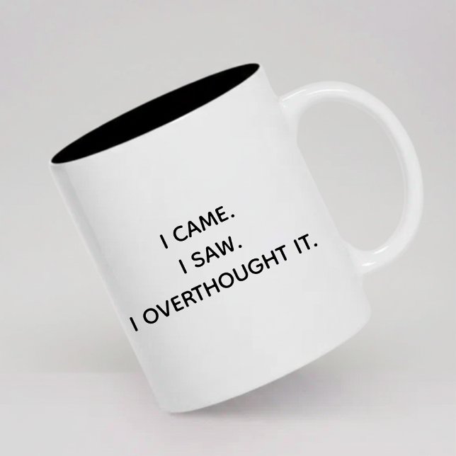 Café Em Dois Tons Caneca de Presente Relacionável para Pensar Demais (Sarcastic Overthinker Mug Birthday Gift for Her, Funny Anxiety Quote Mug Christmas Gift for Him,)