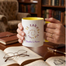 Caneca de Professor Coração Espiral, Presente Pers