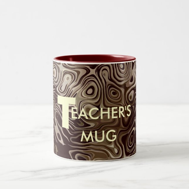 Café Em Dois Tons Caneca de professores padrão redemoinho bege e mar (Centro)