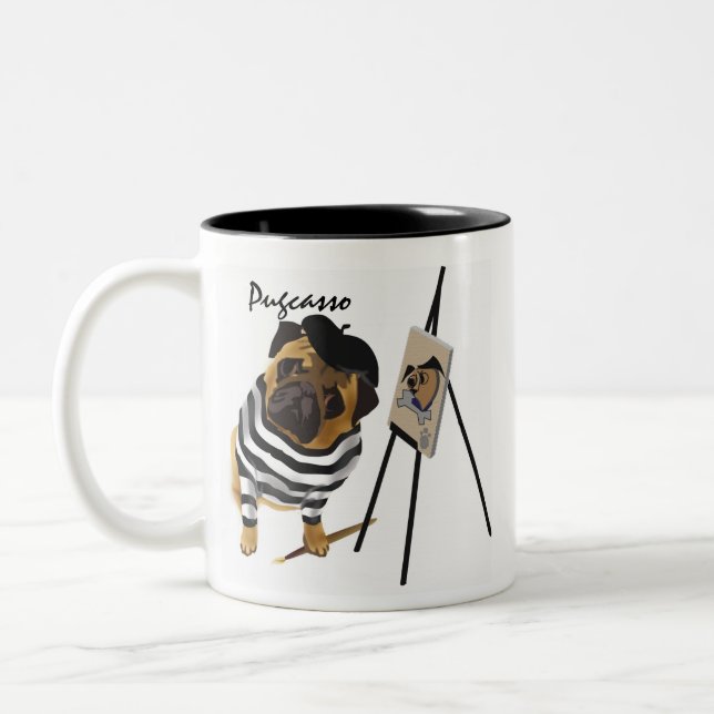 Café Em Dois Tons Caneca de Pugcasso (Esquerda)