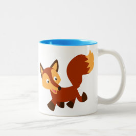Café Em Dois Tons Caneca de Raposa de Desenho Animado Feliz e Fofo