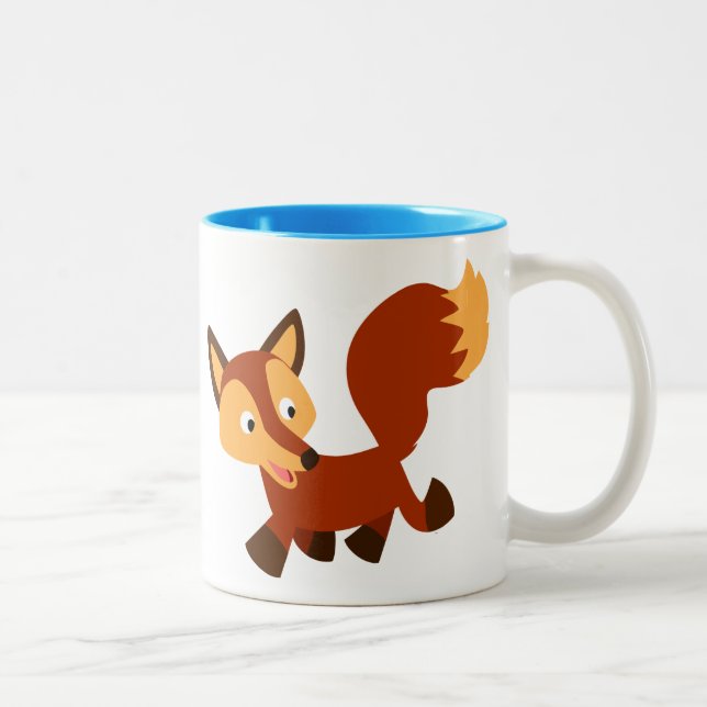 Café Em Dois Tons Caneca de Raposa de Desenho Animado Feliz e Fofo (Direita)