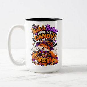 Café Em Dois Tons Caneca de Raposa Fofa de Halloween 'Bruxa Melhor T