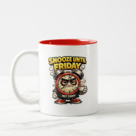 Café Em Dois Tons Caneca de Relógio de Alarme Até Sexta-Feira Snooze