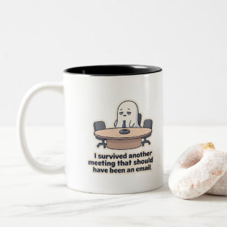 Café Em Dois Tons Caneca de Reunião Engraçada Fantasma Corporativo