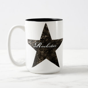 Café Em Dois Tons Caneca de Rockstar (texturas do grunge)