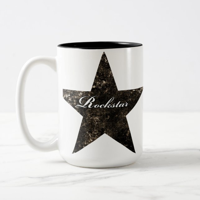 Café Em Dois Tons Caneca de Rockstar (texturas do grunge) (Esquerda)
