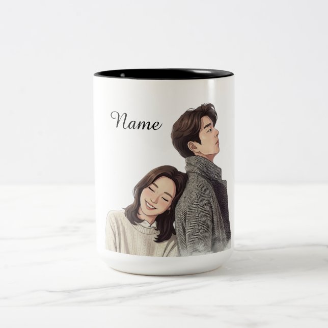 Café Em Dois Tons Caneca de Romance de K-Drama Goblin (Centro)