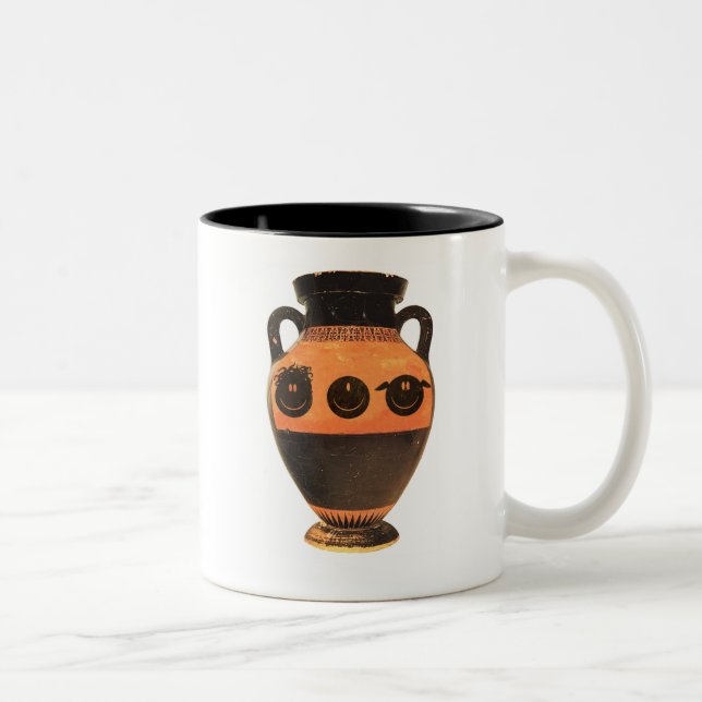 Café Em Dois Tons caneca de rostos felizes da antiga grécia (Direita)