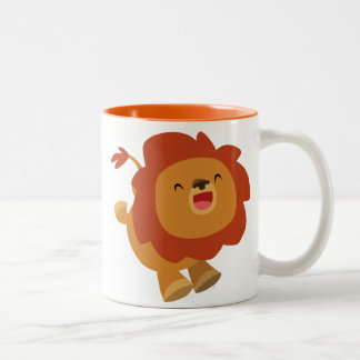 Café Em Dois Tons Caneca de salto bonito do leão dos desenhos