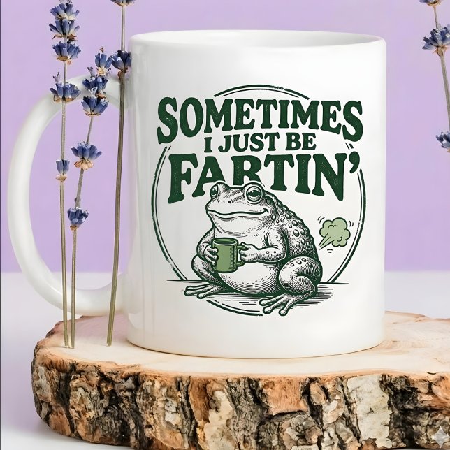 Café Em Dois Tons Caneca de Sapo Engraçado Pum Algumas Vezes Eu Só F (Criador carregado)