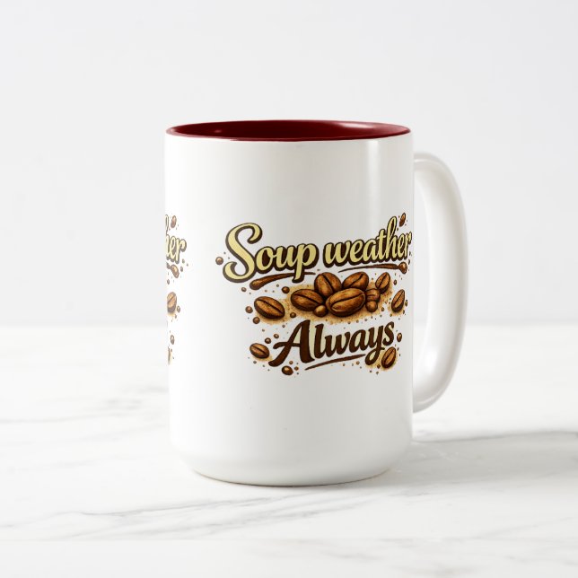 Café Em Dois Tons Caneca de Script Coffee Bean - Sempre Tempo de Sop (Frente Esquerda)