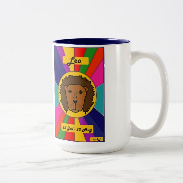 Café Em Dois Tons Caneca de Sun do zodíaco - Leo (Direita)