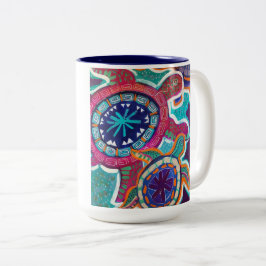 Café Em Dois Tons Caneca de Tartaruga Maori é perfeita para amantes 