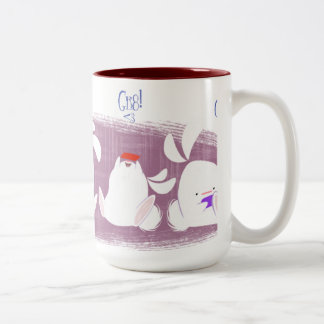 Café Em Dois Tons Caneca de Texting dos coelhos (rosa)