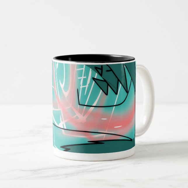 Café Em Dois Tons Caneca de Tração Abstrata (Frente Esquerda)