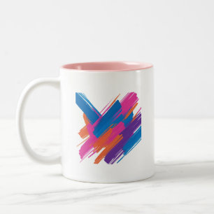 Café Em Dois Tons Caneca de Traço de Pincel Abstrato Colorido