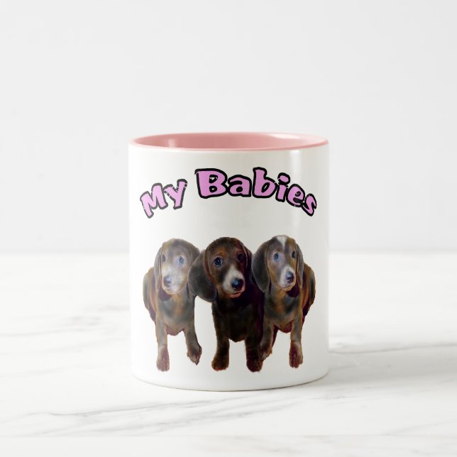 Café Em Dois Tons Caneca de três cães do Dachshund (Centro)