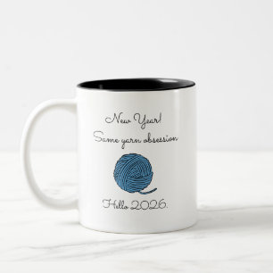 Café Em Dois Tons Caneca de Tricô de Bola de Fio Minimalista e Diver