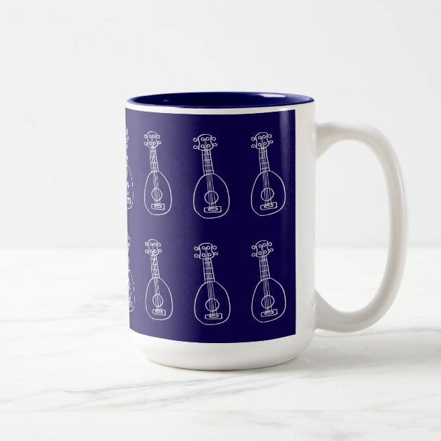 Café Em Dois Tons Caneca de Ukulele Azul Escuro (Direita)