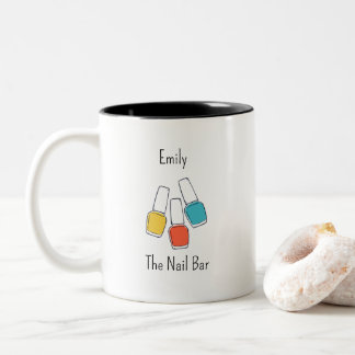 Café Em Dois Tons Caneca de unha personalizada com nome da empresa e