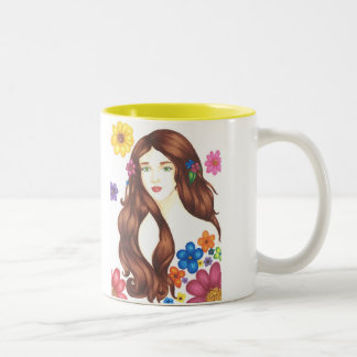 Café Em Dois Tons Caneca de Vendedora de Flores 330ml (Branco/Amarel