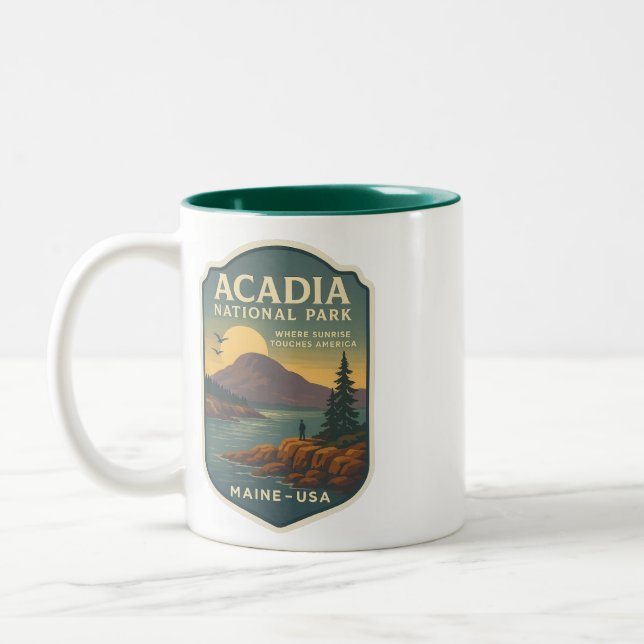 Café Em Dois Tons Caneca de viagem do Parque Nacional Acadia (Esquerda)