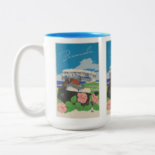 Café Em Dois Tons Caneca de Viagem Romântica Vintage das Bermudas