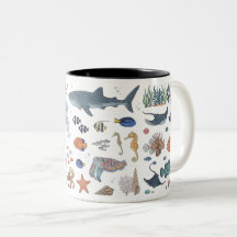 Caneca de Vida Marinha Kawaii