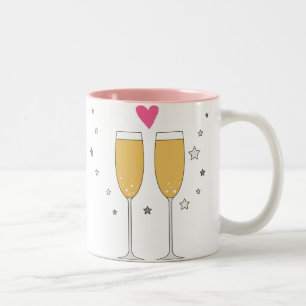 Café Em Dois Tons Caneca de vidro bonito do coração do amor do