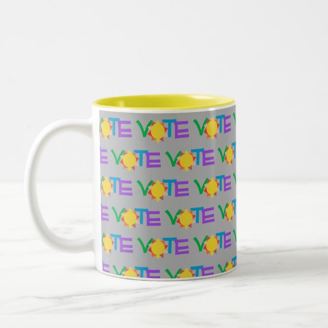 Café Em Dois Tons Caneca de Voto Sun / Diversão GOTV / Vote com o So (Esquerda)