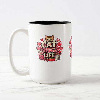 Café Em Dois Tons Caneca Dia dos Namorados Vida de Mãe de Gato – Cor