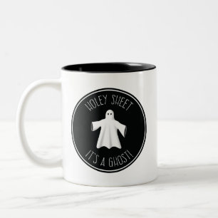 Café Em Dois Tons Caneca Divertida de Halloween - Folha Furada é um