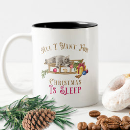 Café Em Dois Tons Caneca Divertida de Natal de Gato – Tudo o que Eu 