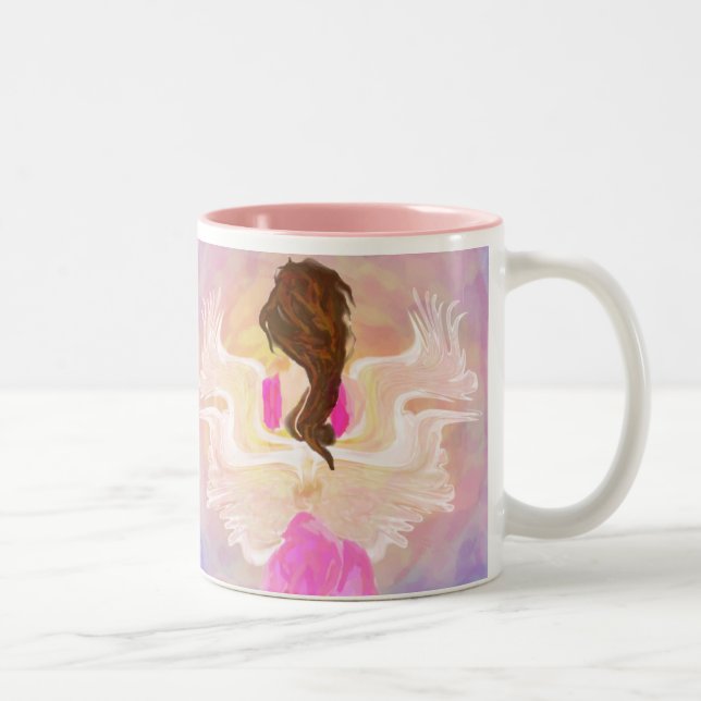 Café Em Dois Tons Caneca do anjo de The Sun da cara (Direita)